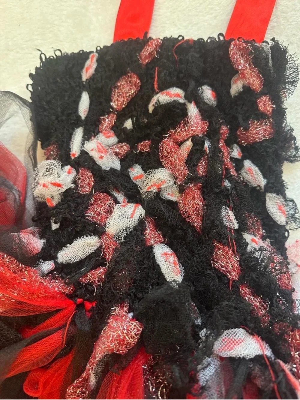 Red and Black Tulle Halloween Kids Costume Dress